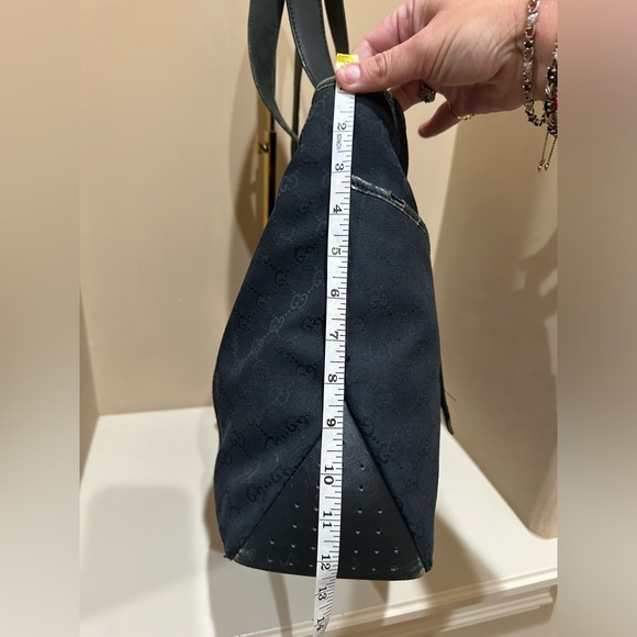 Gucci GG Webbed Black Monogram Large Tote - Picture 12 of 16